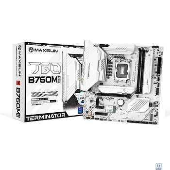 MAXSUN MS-Terminator B760M GKD5 ICE (Socket 1700, mATX, 2*DDR5(96Gb), DP/HDMI, 3*SATA3, 4*M.2, 1*PCIEx16/1*PCIEx4, 6*USB2.0, 2*USB 3.2, LAN 1*2.5G, ARGB, white, RTL)