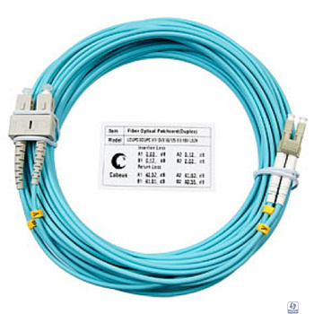 Cabeus FOP-50-LC-SC-15m Шнур оптический duplex LC-SC 50/125 mm OM3 15м LSZH