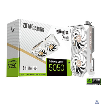 Видеокарта ZOTAC GAMING GeForce RTX 5050 TWIN EDGE OC WHITE ED 8Gb DDR6 128 bit 2235/2602 MHz  3*DP/HDMI  2*FAN (ZT-B50500Q-10M) RTL