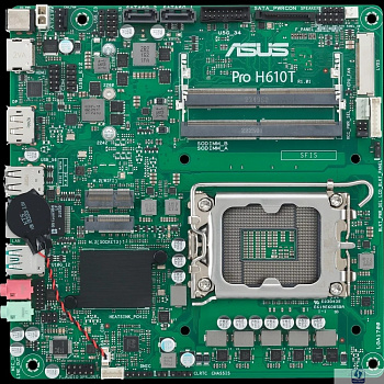 Материнская плата mini-ITX ASUS PRO H610T-CSM (LGA1700, H610, 2*DDR5 (5600), 2*SATA 6G, M.2, Glan, HDMI, DP, 2*USB 3.2, 2*USB 2.0)