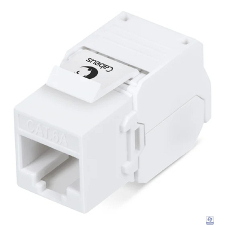 Cabeus KJ-RJ45-Cat.6A-180-Toolless Вставка Keystone Jack RJ-45(8P8C), 180 градусов, категория 6A, без инструмента Toolless, белая