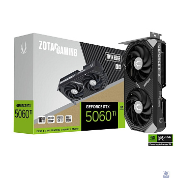 Видеокарта ZOTAC GAMING GeForce RTX 5060 Ti Twin Edge OC 16Gb DDR7 128 bit  2407/2602 MHz  3*DP/HDMI  2*FAN (ZT-B50620H-10M) RTL