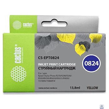Cactus EPT0824 Картридж струйный CS-EPT0824 CS-EPT0824 желтый для Epson Stylus Photo R270/290/RX590 (11,4ml)