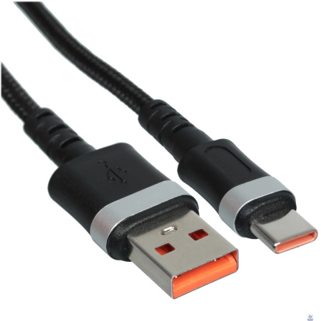 Cablexpert Кабель USB2.0, AM/Type-C, 6A, 66Вт, QC3.0, оплетка, медь, 1м, черный, пакет (CCP-USB2-AMCM-66W-1M)
