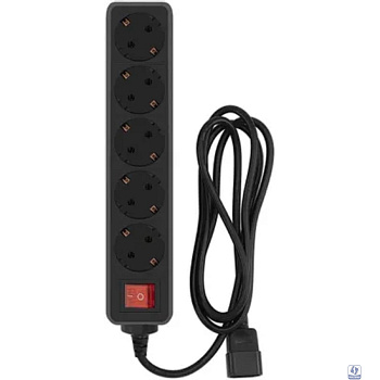 PC PET Сетевой фильтр AP01006-E-B 1.8м (5 розеток, входн.вилка IEC 320,выход.роз.EURO/RUS), черный 