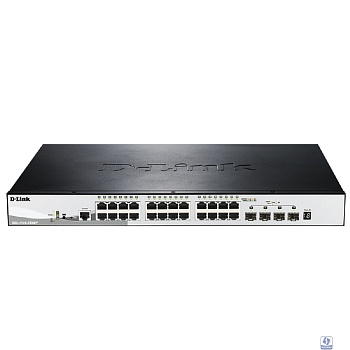 D-Link DGS-1510-28XMP/A1A PROJ Управляемый L2+ стекируемый коммутатор с 24 портами 10/100/1000Base-T и 4 портами 10GBase-X SFP+ (24 порта PoE 802.3af/at, PoE-бюджет 370 Вт)