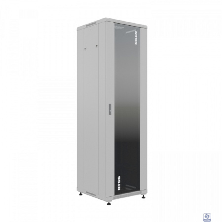 NTSS Шкаф напольный универсальный серверный NTSS R 18U 600х600мм, 4 профиля 19, двери стекло и сплошная металл, боковые стенки съемные, регулируемые опоры, разобранный, серый RAL 7035 NTSS-R18U6060GS