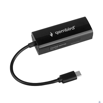 Gembird Сетевой адаптер Ethernet Type-C USB 2.0 - Fast Ethernet adapter, пластик,черный,RTL8152 (NIC-U10)