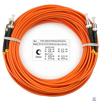 Cabeus FOP-62-ST-ST-20m Шнур оптический duplex ST-ST 62,5/125 mm 20м LSZH