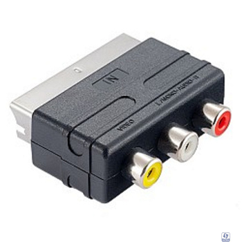PERFEO Переходник SCART (21 pin) вилка "IN" - 3xRCA розетка, видео + стерео-аудио (A7007)