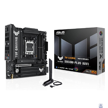 ASUS TUF GAMING B850M-PLUS WIFI (Socket AM5, mATX, 4xDDR5(256GB), DP/HDMI, 1xPCIe 5.0x16/1xPCIe 4.0x1, 1xLAN (2.5GbE), Wi-Fi, BT, 4xSATA 6Gb/s, 3xM.2, 1xType-C, 7xUSB 3.2, 4xUSB 2.0)
