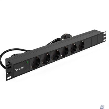 Exegate EX280827RUS Блок розеток ExeGate ServerPro PDU-19H602 Al-6S-EU2, 19",1U,алюм, 6Schuko, евровилка, 2м