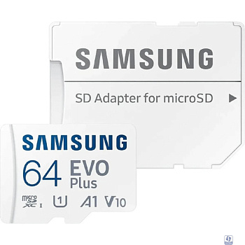 Micro SecureDigital 64GB Samsung Class 10 Evo Plus U1 (R/W 160 MB/s) + SD адаптер