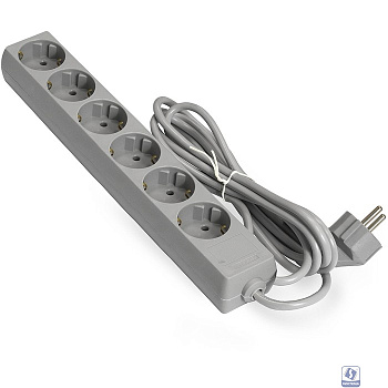 Exegate EX285832RUS Удлинитель ExeGate ECE-6-3G (6 евророзетки с заземлением, 3м, серый)