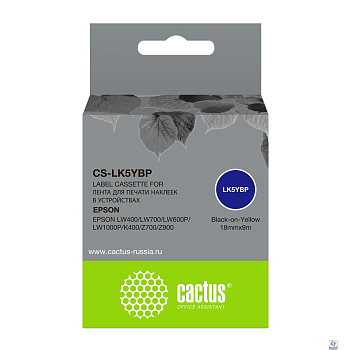 Картридж ленточный Cactus CS-LK5YBP черный для Epson LW400/LW700/LW600P/LW1000P/K400/Z700/Z900