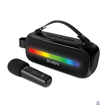 SVEN PS-255, черный (12 Вт, Bluetooth, FM, USB, караоке микрофон, 3600мА*ч)