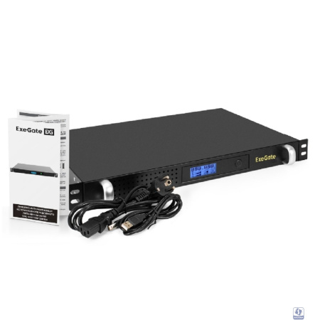 Exegate EX297833RUS ИБП 1U ServerRM UNL-650.LCD.AVR.4C13.RJ.USB.1U <650VA/360W, LCD, AVR, 4*C13, RJ, USB, 1U, установка в стойку, Black>