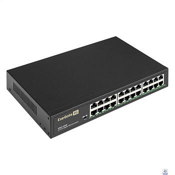 Exegate EX298696RUS Коммутатор неуправляемый ExeGate EDGS-1024D (24-портовый гигабитный UTP 10/100/1000 Base-T, металлический корпус, с возможностью установки в стойку, с функцией энергосбережения (EE