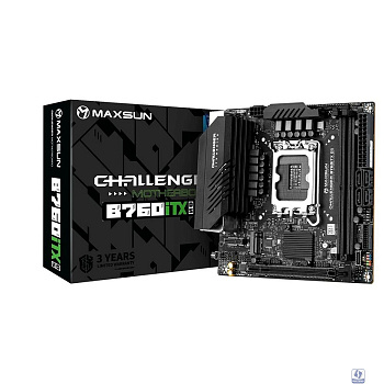 MAXSUN MS-Challenger B760ITX D5 (Socket 1700, mini-ITX, 2*DDR5, 2*HDMI/2*DP, 4*SATA3,  2*M.2, 1xPCI-E x16,  4*USB 2.0,  2 x USB 3.2 Gen1, LAN 1*1G/1*2.5G,  RTL)