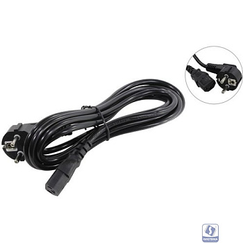 Exegate EP280662RUS Кабель питания ExeGate Power PC-3P (Евровилка угловая Schuko->С13) VDE-250V-3*0.75mm2, медь, черный, 3м.
