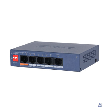DAHUA DH-CS4005-4ET1GT-60 4-портовый гигабитный PoE коммутатор с функцией облачного управления, 4xRJ45 100Mb, 1xRJ45 1Gb uplink, суммарно 60Вт