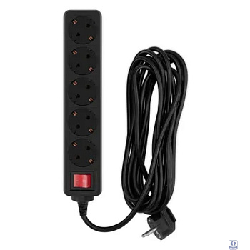 PC PET Сетевой фильтр AP01006-5-B 5м (5 розеток, EURO, EURO/RUS), черный 