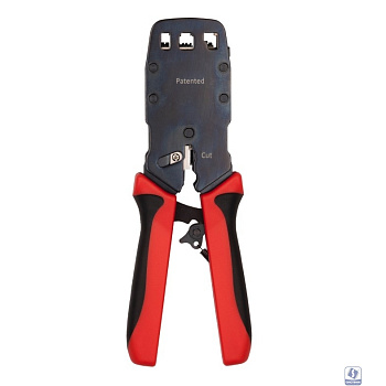 Инструмент обжимной Hyperline HT-3008AR для RJ-45/RJ-12/RJ-11 (упак:1шт) черный/красный