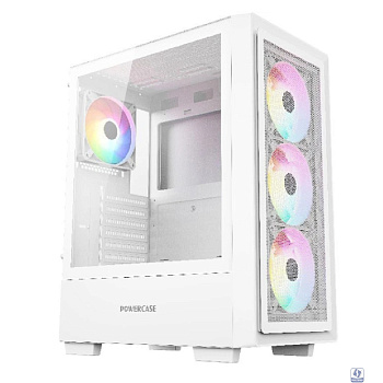 Powercase Mistral AY4W ARGB, Tempered Glass, 4x 120mm ARGB Fans, белый, ATX  (CMAYW-A4)