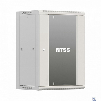 NTSS Шкаф настенный телекоммуникационный NTSS W 18U 600х450х964мм, 2 профиля 19, дверь стеклянная, боковые стенки съемные, задняя стенка, разобранный, серый RAL 7035 NTSS-W18U6045GS-2