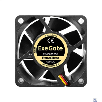Exegate EX297035RUS Вентилятор 12В DC ExeGate ExtraSilent ES06025B3P (60x60x25 мм, 2-Ball (двойной шарикоподшипник), 3pin, 2500RPM, 17dBA)