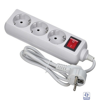 BURO Сетевой фильтр 3 розетки (300SL-1-G), 1м, серый (пакет ПЭ) 