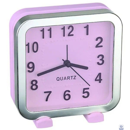 Perfeo Quartz часы-будильник "PF-TC-018", квадратные 13*13 см, красные/сакура