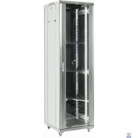 Rexant (04-4268-211) Шкаф телекоммуникационный напольный 42U 600х800мм пер.дв.стекл металл 2 бок.пан. направл.под винты 800кг серый 230град. IP20 сталь