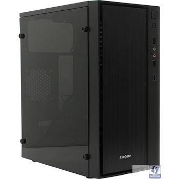 Exegate EX283754RUS Корпус Minitower ExeGate mEVO-9301-RGB (mATX, без БП, с окном, 2*USB+1*USB3.0, HD аудио, черный с RGB подсветкой)