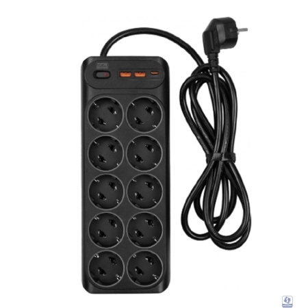 Powercom Сетевой фильтр SP-10 USB2A1CB 1,8 м(10*EU (СЕЕ 7/3)+1*USB-C+2*USB-A)
