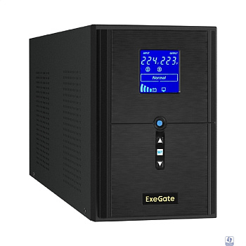 Exegate EX295983RUS ИБП (инвертор, синус, для котла) ExeGate SineTower SN-2000.LCD.AVR.3SH.1C13.RJ.USB <2000VA/1600W, чистая синусоида, LCD дисплей, AVR, 3*Schuko+1*C13, RJ45/11, USB, линейно-интеракт
