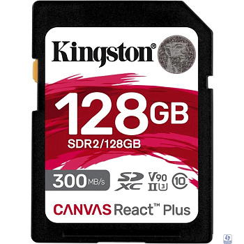 SecureDigital 128GB Kingston SDHC, UHS-II Class U3 V90, чтение: 300Мб/с, запись: 260Мб/с <SDR2/128GB>