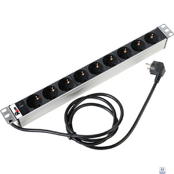 REM Блок розеток Rem-16 с инд., 9 Shuko, 16A, алюм., 19", шнур 1,8 м.,  (R-16-9S-I-440-1.8)