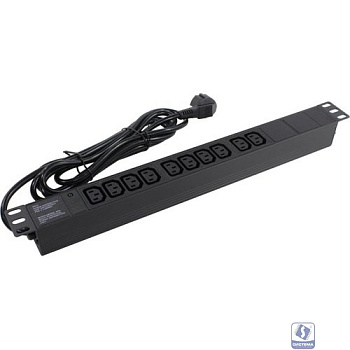 Exegate EX280863RUS Блок розеток ExeGate ServerPro PDU-19H005 Al-10C13-EU3, 19",1U,алюм, 10 IEC 320 C13, евровилка, 3м