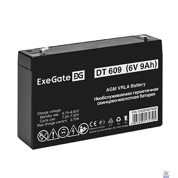 Exegate EX297507RUS Аккумуляторная батарея DT 609 (6V 9Ah, клеммы F2)