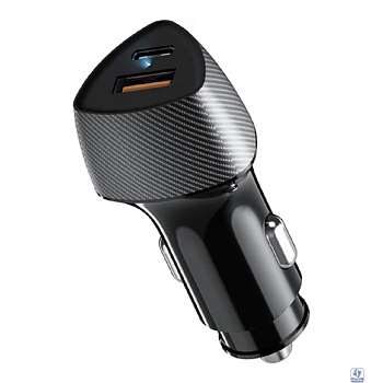 Rexant (16-0246) Автомобильное зарядное устройство с двумя портами (USB-A QC 3.0 + USB-C PD) со световой индикацией, 51Вт, черное 