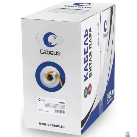 Cabeus UTP-4P-Cat.6-SOLID-LSZH Кабель витая пара UTP (U/UTP), категория 6, 4 пары 0,57мм (23 AWG), одножильный, LSZH (305 м) оранжевый