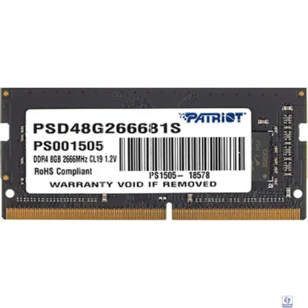 Patriot DDR4 SODIMM 8Gb 2666MHz PSD48G266681S RTL PC3-21300 CL19  260-pin 1.2В single rank