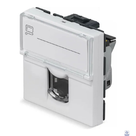 Cabeus KJ-RJ45-Cat.6a-SH-180T-FP-L-45 Keystone Jack RJ-45(8P8C), 180 градусов, категория 6a, экранированная, безинструментный монтаж, вставка Mosaic (арт.076576)