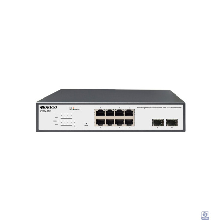 ORIGO OS2410P/120W/A1A Настраиваемый L2 PoE-коммутатор 8x1000Base-T PoE+, 2x1000Base-X SFP, PoE-бюджет 120 Вт