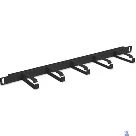 Cabeus JB08-0,5U-BK Кабельный органайзер горизонтальный 19" 0.5U, 5 колец, металлический, цвет черный (RAL9004)