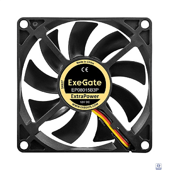 Exegate EX295238RUS Вентилятор 12В DC ExeGate ExtraPower EP08015B3P (80x80x15 мм, 2-Ball (двойной шарикоподшипник), 3pin, 2600RPM, 26dBA)