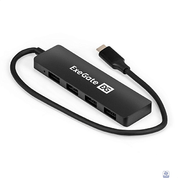 Exegate EX296929RUS USB-Хаб (концентратор) 4-в-1 ExeGate DUB-4CP/3 (кабель-адаптер USB Type C --> 4xUSB3.0, Plug&Play, черный)