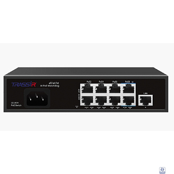 Коммутатор неуправляемый TRASSIR TR-NS1109-120-8PoE Fast Ethernet РоЕ оснащен восемью РоЕ-портами RJ-45 и 1 uplink-портом 10/100 Мбит/с. Дальность пер