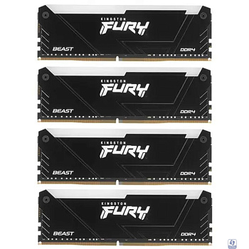 Kingston DDR4 DIMM 32Gb 4x8GB 3200MHz KF432C16BB2AK4/32 Fury Beast RGB RTL Gaming PC4-25600 CL16 288-pin 1.35В dual rank с радиатором Ret